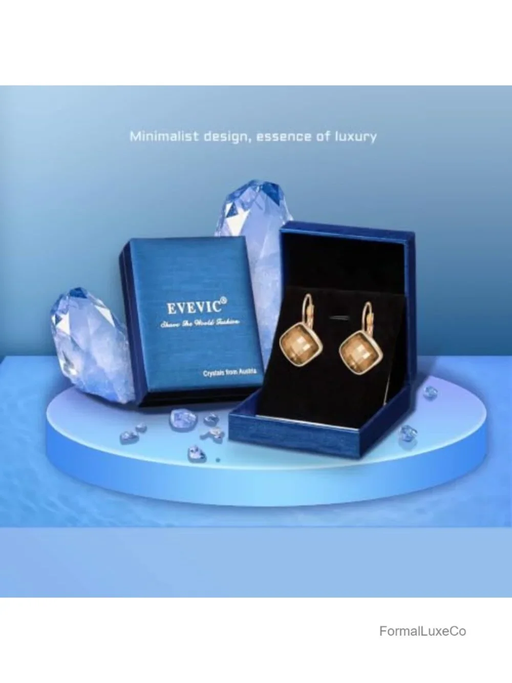 14K Gold Plated Austrian Crystal Leverback Drop Earrings